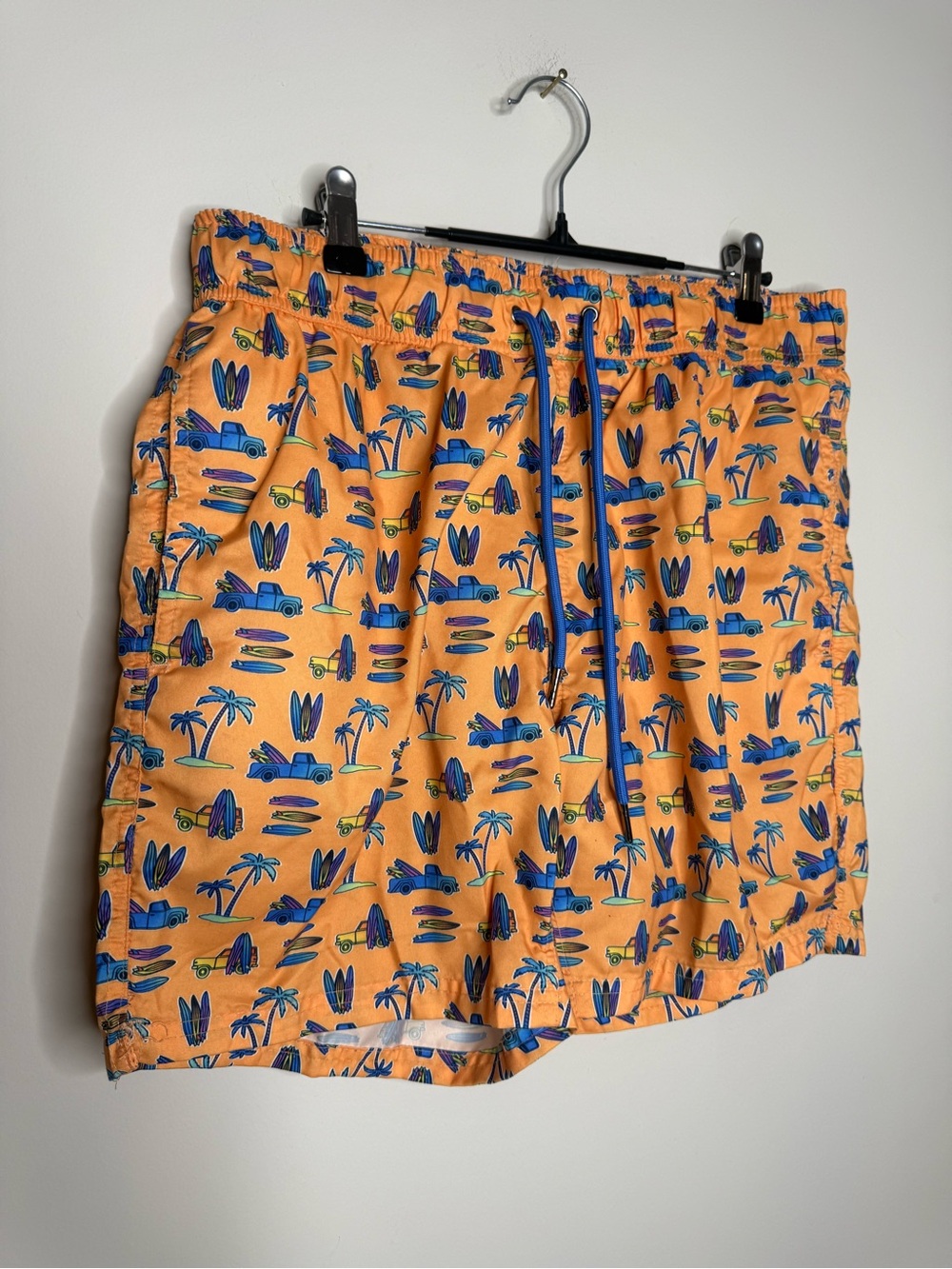 Men's Orange Surf Print Swim Trunks